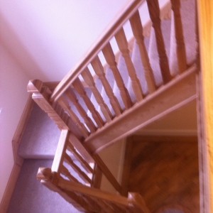 Ash carpet grade, with ash provincial spindles and newels