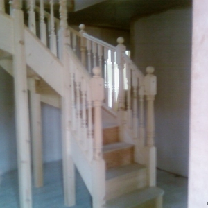 Pine Carpet Grade, with pine colonial spindles and newels